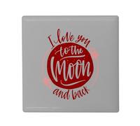Aimant Frigo Céramique Carré - I Love You to The Moon and Back Lune Illustration Fusée Amour - Format 5x5cm -Magnet Décoratif Souvenir pour Réfrigérateur et Tableau Magnétique Imprimé en France