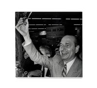 Aimant Frigo Céramique Carré - Jacques Chirac Swag Vintage President France Ivre - Format 5x5cm Magnet Décoratif Souvenir pour Réfrigérateur et Tableau Magnétique Imprimé en France