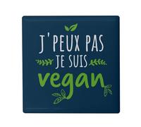 Aimant Frigo Céramique Carré - J'Peux Pas Je suis Vegan Végétarien Respect Animal - Format 5x5cm -Magnet Décoratif Souvenir pour Réfrigérateur et Tableau Magnétique Imprimé en France