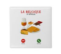 Aimant Frigo Céramique Carré - La Belgique m'appelle Voyage Culture Gastronomie - Format 5x5cm -Magnet Décoratif Souvenir pour Réfrigérateur et Tableau Magnétique Imprimé en France