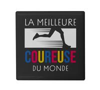 Aimant Frigo Céramique Carré - La Meilleure Coureuse du Monde Course Marathon Athlétisme - Format 5x5cm -Magnet Décoratif Souvenir pour Réfrigérateur et Tableau Magnétique Imprimé en France