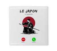 Aimant Frigo Céramique Carré - Le Japon m'appelle Samouraï Culture Manga - Format 5x5cm -Magnet Décoratif Souvenir pour Réfrigérateur et Tableau Magnétique Imprimé en France