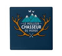 Aimant Frigo Céramique Carré - Le Meilleur Chasseur du Monde Chasse Montagne - Format 5x5cm -Magnet Décoratif Souvenir pour Réfrigérateur et Tableau Magnétique Imprimé en France