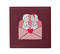 Aimant Frigo Céramique Carré - Lettre d'amour Illustration Saint Valentin Amour Mignon - Format 5x5cm -Magnet Décoratif Souvenir pour Réfrigérateur et Tableau Magnétique Imprimé en France