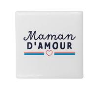 Aimant Frigo Céramique Carré - Maman d'amour Mère Famille - Format 5x5cm -Magnet Décoratif Souvenir pour Réfrigérateur et Tableau Magnétique Imprimé en France