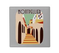 Aimant Frigo Céramique Carré - Montpellier Centre Historique Voyage Tourisme - Format 5x5cm -Magnet Décoratif Souvenir pour Réfrigérateur et Tableau Magnétique Imprimé en France