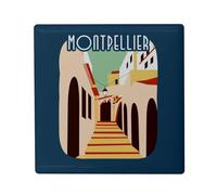 Aimant Frigo Céramique Carré - Montpellier Centre Historique Voyage Tourisme - Format 5x5cm -Magnet Décoratif Souvenir pour Réfrigérateur et Tableau Magnétique Imprimé en France