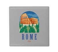 Aimant Frigo Céramique Carré - Rome Italie Colisee Illustration Voyage Vacances - Format 5x5cm -Magnet Décoratif Souvenir pour Réfrigérateur et Tableau Magnétique Imprimé en France