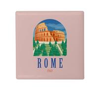 Aimant Frigo Céramique Carré - Rome Italie Colisee Illustration Voyage Vacances - Format 5x5cm -Magnet Décoratif Souvenir pour Réfrigérateur et Tableau Magnétique Imprimé en France