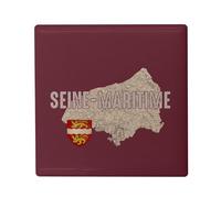 Aimant Frigo Céramique Carré - Seine Maritime 76 Département Carte Ancienne Rouen - Format 5x5cm -Magnet Décoratif Souvenir pour Réfrigérateur et Tableau Magnétique Imprimé en France