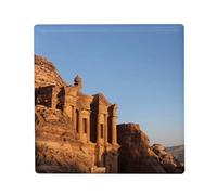 Aimant Frigo Céramique Carré - Temple de Petra dans Le Soleil Levant Jordanie - Format 5x5cm -Magnet Décoratif Souvenir pour Réfrigérateur et Tableau Magnétique Imprimé en France