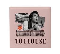Aimant Frigo Céramique Carré - Toulouse Collage Ville France Symbole Capitole - Format 5x5cm -Magnet Décoratif Souvenir pour Réfrigérateur et Tableau Magnétique Imprimé en France