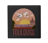 Aimant Frigo Céramique Carré - Toulouse Paysage Avion Ville France Voyage - Format 5x5cm -Magnet Décoratif Souvenir pour Réfrigérateur et Tableau Magnétique Imprimé en France