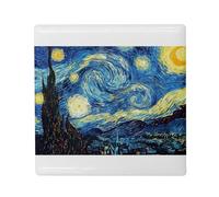 Aimant Frigo Céramique Carré - Van Gogh Nuit Etoilees Peinture Post-Impressionnisme - Format 5x5cm Magnet Décoratif Souvenir pour Réfrigérateur et Tableau Magnétique Imprimé en France
