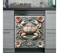 Aimant Frigo Crabe Pierre Rétro Magnetic Dishwasher Cover Aimant Puissant Réutilisable Feuille Magnétique Appareils Ménagers Machine à Laver Magnet Frigo 58x43 cm /3pcs