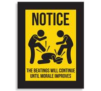 Aimant hilarant de 7,6 x 10,2 cm, facile retirer. Attention, les coups continueront jusqu' ce que le moral remonte. Faux panneau publicitaire