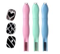 Aimant œil de chat en forme de cœur pour ongles, aimant en forme de cœur 3 en 1 pour vernis gel œil de chat, stylo magnétique pour nail art, effets linéaires et ronds, bâton magnétique pour décoration