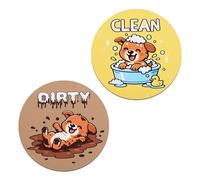 Aimant Lave-Vaisselle Mignon en Forme Chien Sale/Nettoyant, 9 cm Aimant Double Face Représentant Un Chiot Nettoyant/Saleté Adapté à La Buanderie Au Réfrigérateur et à la Cuisine