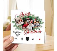 Aimant Musical Personnalisé avec Photo,Aimant de Réfrigérateur de Noël Musical Personnalisable,Musical Pouvant Être Joué, Cadeau Original pour Famille Papa Maman Papi Mamie