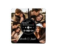 Aimant Musique Rétro Personnalisé Cadeau Couple: Magnet Frigo Musical avec Photo et Chanson pour Noël, Saint-Valentin, Anniversaire, Aimant Réfrigérateur Personnalisable (Style 18)