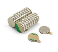 Aimant Néodyme Adhésif N42 Pour Les Arts, L'Artisanat, la Fabrication de Modèles, Le Bricolage, Les Passe-Temps et L'Emballage - 12mm dia x 2mm D'Épaisseur - 1,6kg de Traction - Nord - Pack de 20