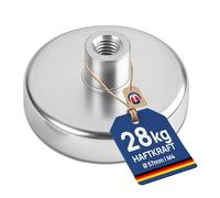 Aimant plats inox à épaulement taraudé Ø10 mm - Ø 125 mm Ferrite dure - Les aimants plats sont des systèmes magnétiques blindés aux performances élevées et aux dimensions très réduites., Tailles:Ø 57mm | M4 | 28kg force