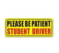 Aimant pour conducteur d'étudiant - 22,9 x 10,2 cm « Please Be Patient Student Driver » | Autocollant amovible d'avertissement de sécurité | Aimant de sécurité jaune grand texte en gras pour voiture