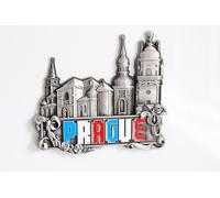 Aimant pour réfrigérateur en métal - souvenir de voyage idéal - plusieurs villes populaires au choix : Venise, Paris, Rome, Prague, Amsterdam, Barcelone, Dubai, etc. , Métal, Silver Prague.