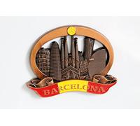 Aimant pour réfrigérateur en métal - souvenir de voyage idéal - plusieurs villes populaires au choix : Venise, Paris, Rome, Prague, Amsterdam, Barcelone, Dubai, etc. , Métal, Bronze Barcelone.