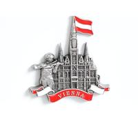 Aimant pour réfrigérateur en métal - souvenir de voyage idéal - plusieurs villes populaires au choix : Venise, Paris, Rome, Prague, Amsterdam, Barcelone, Dubai, etc. , Métal, Silver Vienna