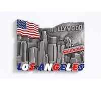 Aimant pour réfrigérateur en métal - souvenir de voyage idéal - plusieurs villes populaires au choix : Venise, Paris, Rome, Prague, Amsterdam, Barcelone, Dubai, etc. , Métal, Argent Los Angeles