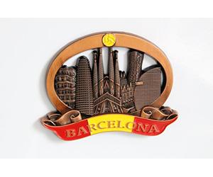 Aimant pour réfrigérateur en métal - souvenir de voyage idéal - plusieurs villes populaires au choix : Venise, Paris, Rome, Prague, Amsterdam, Barcelone, Dubai, etc. , Métal, Bronze Barcelone.