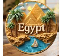Aimant Pyramides de Gizeh Égypte, Felouque du Nil et Coucher de Soleil dans le Désert, Là où les Sables Murmurent l'Éternité Ancienne, Souvenir pour Toutes les Surfaces Métalliques de la Maison PMMA