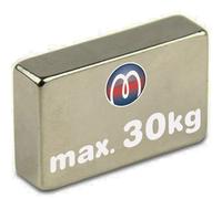 Aimant rectangulaire Bloc magnétique 40 x 30 x 10mm Néodyme N42 (NdFeB) Nickelé - Force d'adhérence 30 kg - Parallélépipède magnétique - Aimants super puissants pour l'industrie et la maison
