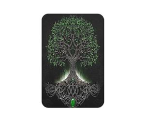 Aimant rectangulaire motif arbre de vie mandala feuille verte et lune étoile pour réfrigérateur, tableau blanc, casier, bureau et décoration de voiture