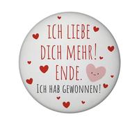 Aimant rond en forme de cœur avec inscription en allemand « Ich Liebe Dich mehr! » Cadeau de Saint-Valentin pour romantisme Message d'amour amusant Idéal pour la Saint-Valentin Décoration cave à vin