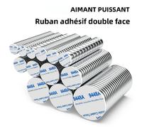 Aimant super puissant en néodyme avec adhésif double face, aimant rond NdfeB N35, aimant permanent puissant, aimants pour réfrigérateur 20X2MM