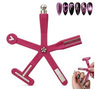 Aimants à ongles 8 en 1 pour vernis gel œil de chat, outils pour ongles avec boule en acier, aimant à ongles multifonction pour salon de manucure à domicile (rouge)