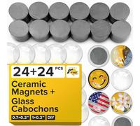 Aimants Céramique pour Artisanat - Dôme en Verre Transparent 2,5 cm et aimants en Ferrite 1,7 cm - Aimant Circulaire - Petits Aimants pour Réfrigérateur - Rond Aimanté - Aimants Puissants - 24 PC