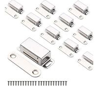 Aimants d'armoire Mousike Loquet de porte d'armoire pour cuisine Salle de bain Placard penderie Fermetures de placard Loquet de tiroir de porte d'armoire (Argent 10Pack)
