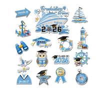 Aimants de croisière pour décoration de porte | 16 pièces de décorations étanches pour réfrigérateur, autocollants de voiture diplômés 2026 | pour ordinateurs de voiture, fêtes, école, célébration