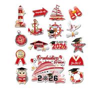 Aimants de porte de croisière de remise de diplôme - Lot de 16 décorations imperméables pour célébration des diplômes 2026 | Autocollants magnétiques pour voiture, réfrigérateur, ordinateur, fête