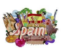 Aimants de réfrigérateur 3D en Espagne - Souvenirs de voyage - Attractions de la ville - Aimant décoratif pour la maison et la cuisine