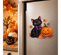 Aimants de réfrigérateur acryliques de forme irrégulière d'Halloween | Motif chat violet étoile nœud Jack-o-Lanterne, avec patch magnétique, aimant décoratif pour réfrigérateur, armoire de cuisine