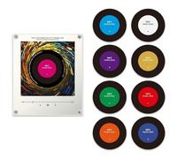 Aimants De Réfrigérateur De Musique Rétro Avec Lecteur Programmable NFC, 9 Pièces Aimants De Réfrigérateur for Disque Vinyle Vintage, Mini Jukebox De 128 Mo Avec Lumière LED