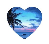Aimants de réfrigérateur en Acrylique, Plage Tropicale, océan, Coucher de Soleil Rose et Bleu, pour décoration de Cuisine et de Meubles,Forme de Coeur