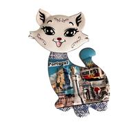 Aimants de réfrigérateur en céramique motif chat portugais - Monuments populaires du Portugal - Souvenir touristique - Cadeau parfait pour la maison et la cuisine - Aimants de réfrigérateur du