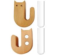 Aimants de réfrigérateur en Forme de Chat Mignon - Clips magnétiques pour réfrigérateur | Mini Vase Mignon | Chat | Vase à Fleurs magnétique en Bois avec Tube en Verre décoratif pour, Maison