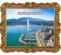 Aimants de réfrigérateur Lac Léman Suisse Souvenir Tourisme Décoration Aimant de Réfrigérateur