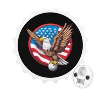 Aimants de réfrigérateur Ronds avec Drapeau américain Eagle Golf, ouvre-Bouteille magnétique Amusant pour la Maison, la Cuisine et Le Bureau, Style Blanc